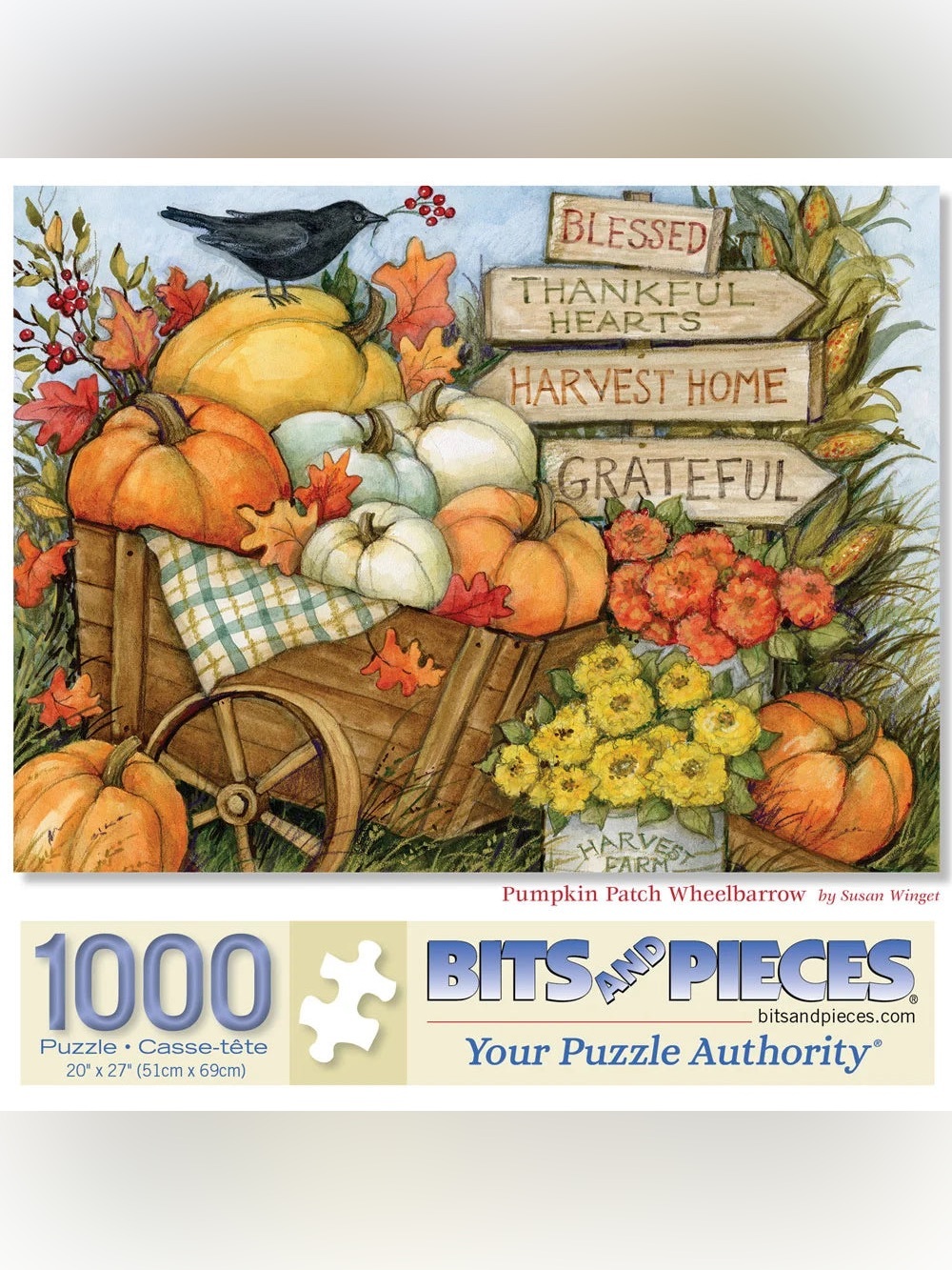 Pumpkin Patch Wheelbarrow - 1000 Piece Puzzle  Susan Wingert for Bits & Pieces